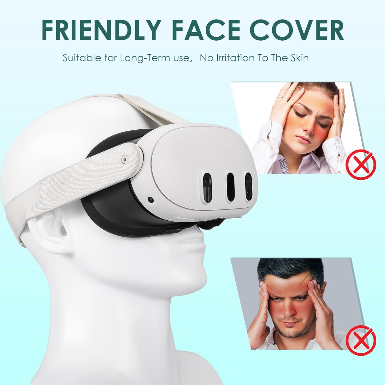 Silicone Case for Meta Quest 3Enhanced VR Experience MetaQuest 3 face Cushion-Sweatproof and Light-Blocking Washable VR Face Plate Mask Accessorie