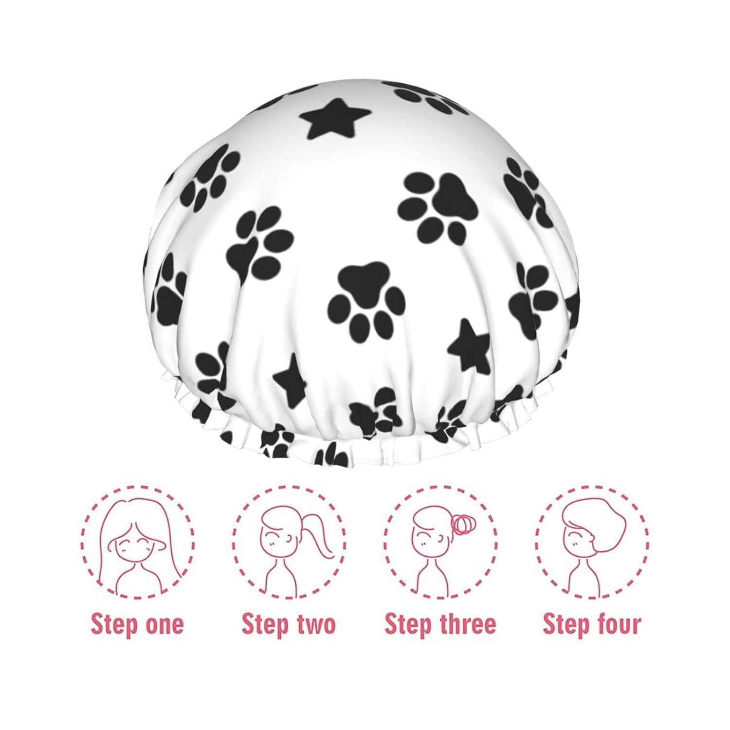 Lindo gorro de ducha impermeable de doble capa para perros, adecuado para todos los tamaños de cabeza
