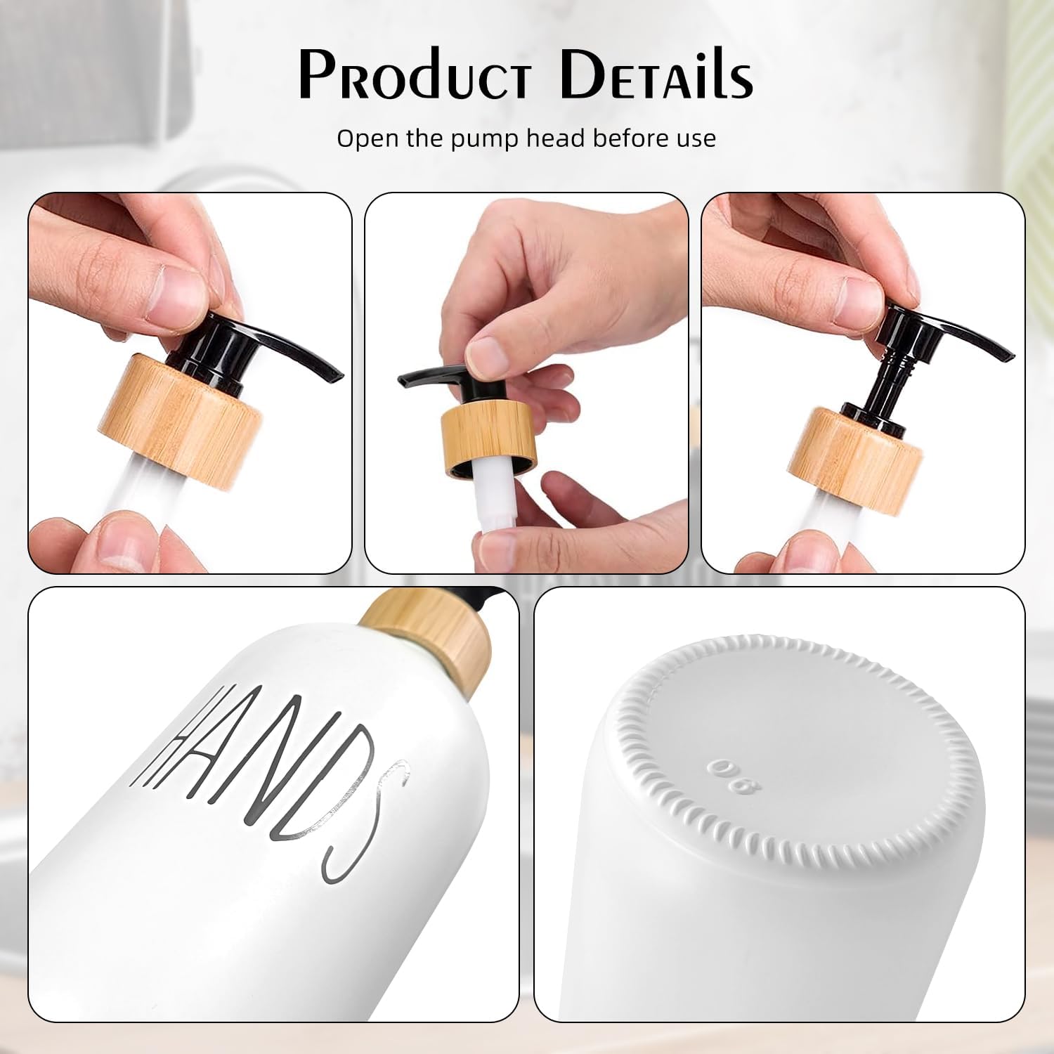 Arktek Juego de dispensador de jabón de vidrio con bandeja, paquete de 2 dispensadores de jabón de manos y platos para baño y cocina, dispensador de
