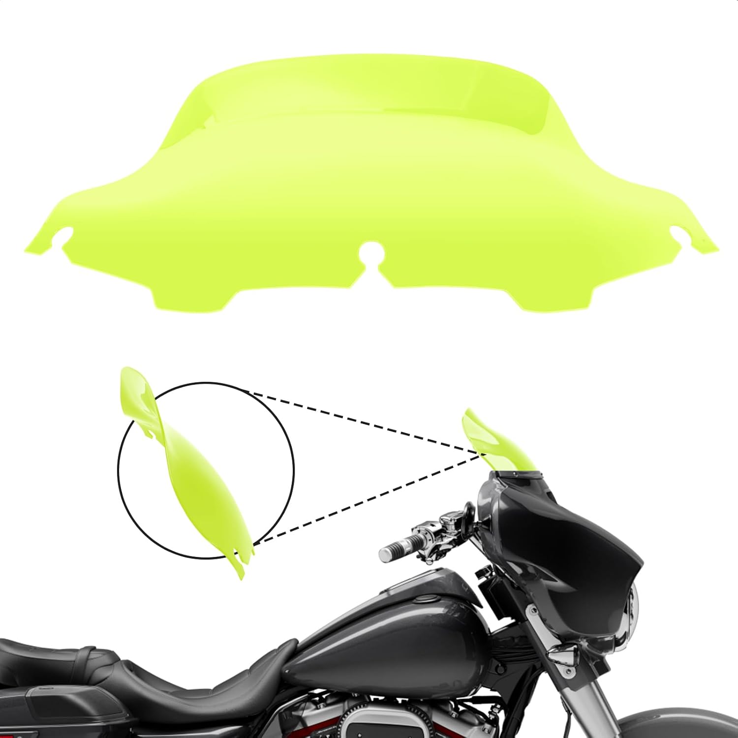Parabrisas de motocicleta de 8 pulgadas ondulado compatible con Harley Electra Glide Tri Glide FLHT FLHX FLHTK FLHTC FLHTCU Touring Street Glide