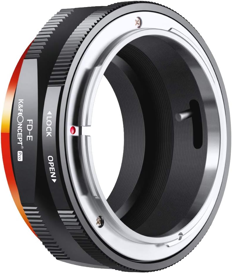 K&F Concept Adaptador de montaje de lente FD a E compatible con Canon FD FL Mount Lens a E NEX Mount Cámaras sin espejo con diseño de barniz mate