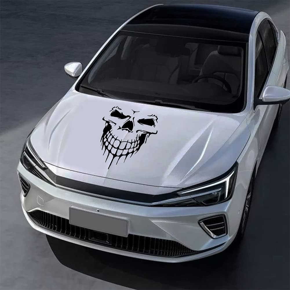 JSCARLIFE Calcomanías de calavera para automóvil, prácticas calcomanías para capó de automóvil, calcomanías gráficas de vinilo autoadhesivas para