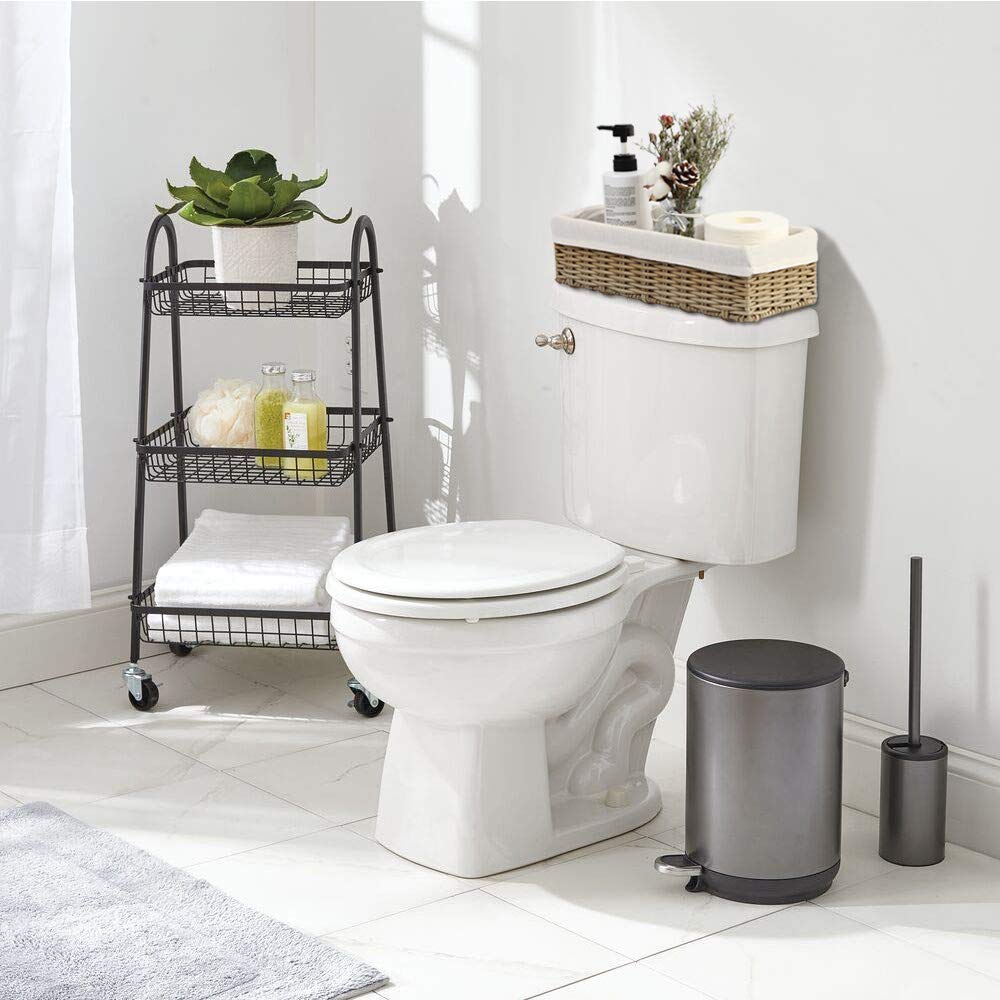 HOSROOME Cestas de mimbre de baño para organizar papel higiénico, cesta de almacenamiento para tanque de inodoro, cesta decorativa para armario,