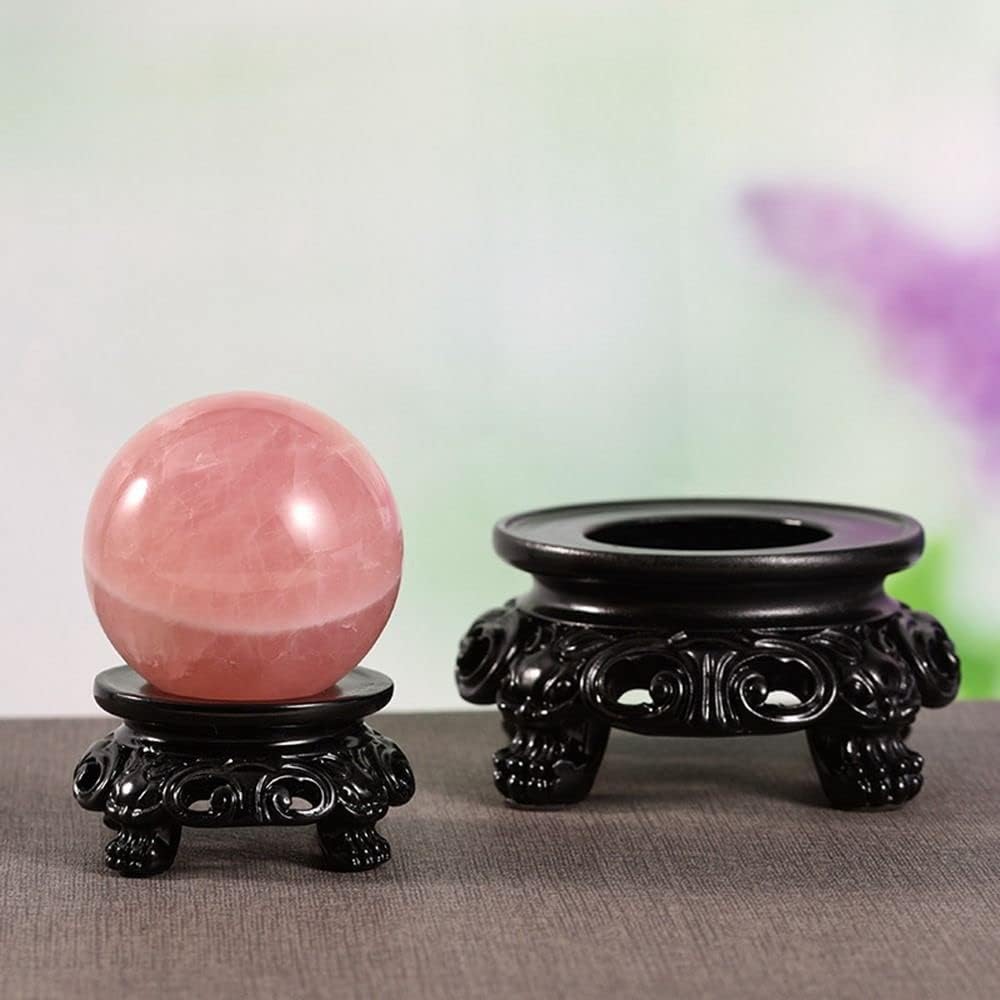 Pedestal de esfera de resina negra, soporte de globo de asiento fijo, soporte de exhibición decorativo hueco, adorno de escritorio con base de bola