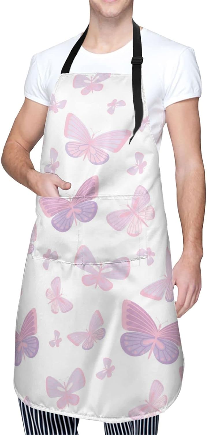 Delantales para mujer con bolsillos, delantal de chef ajustable, correa para el cuello, delantal de cocina impermeable