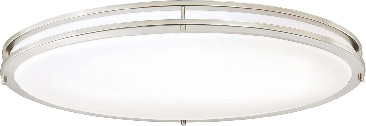 Westinghouse Lighting 6307800 – Lámpara de techo ovalada Energy Star de 32-12 pulgadas para interiores, acabado de níquel cepillado con pantalla