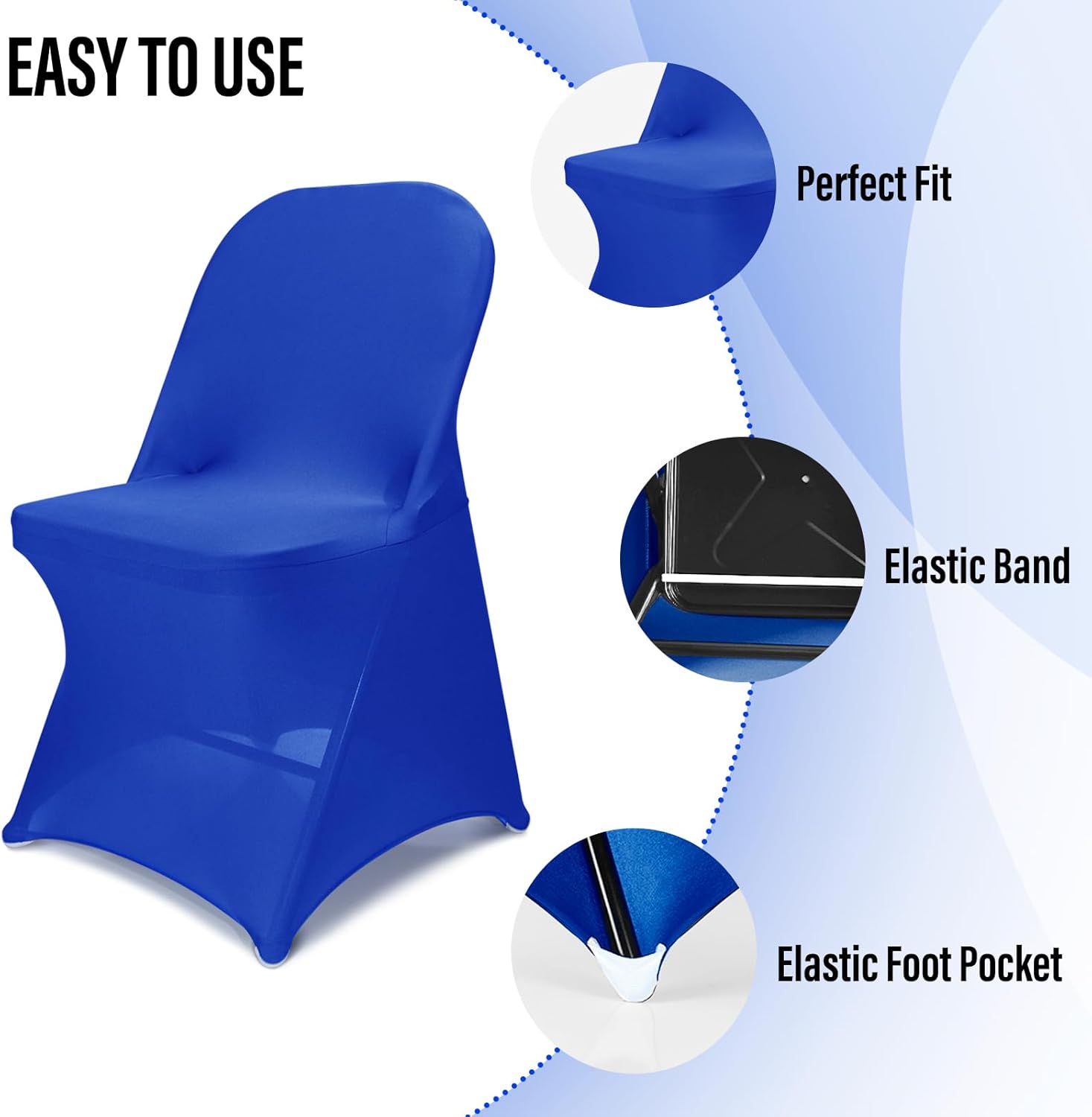 Fundas para sillas plegables de elastano, 12 fundas elásticas de poliéster mejoradas, protector universal de silla elástico ajustable para bodas,