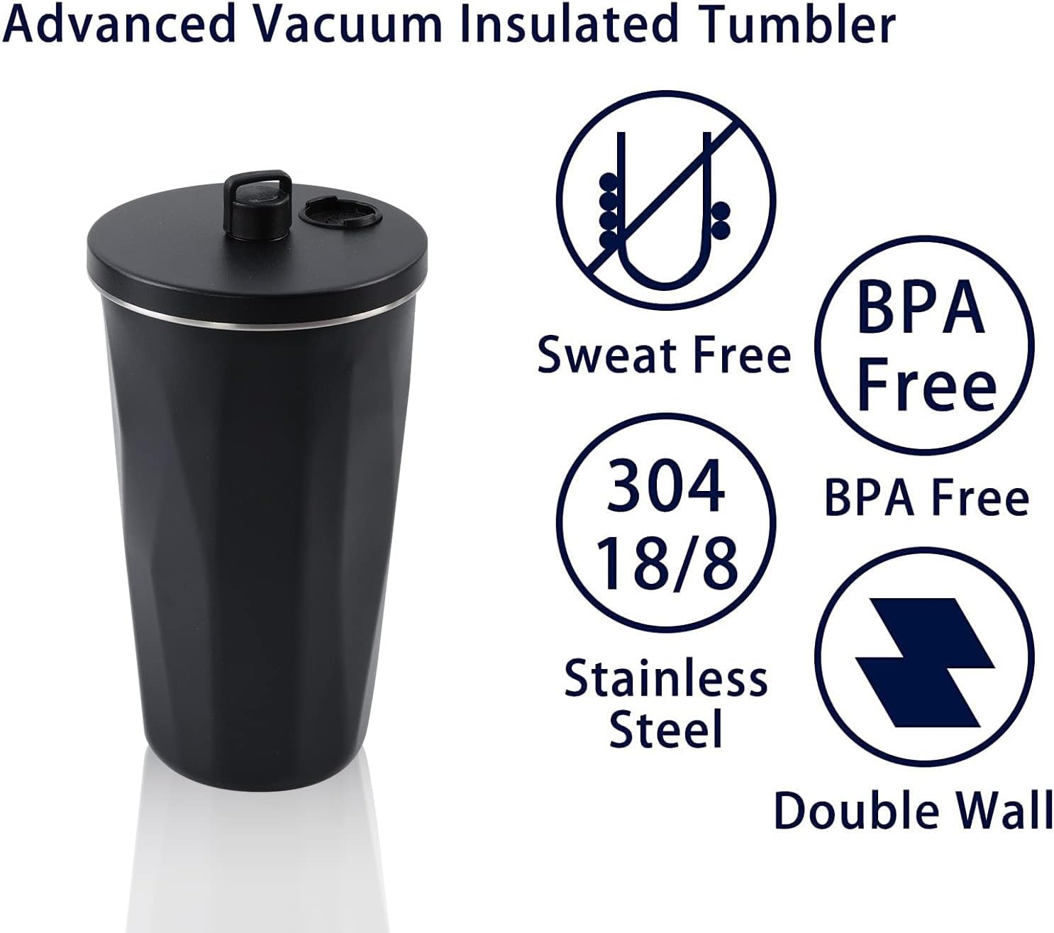 Youwoo – Vaso aislado al vacío de 20 onzas con popote de metal, taza aislada al vacío de doble pared, taza de café para bebidas calientes y frías,