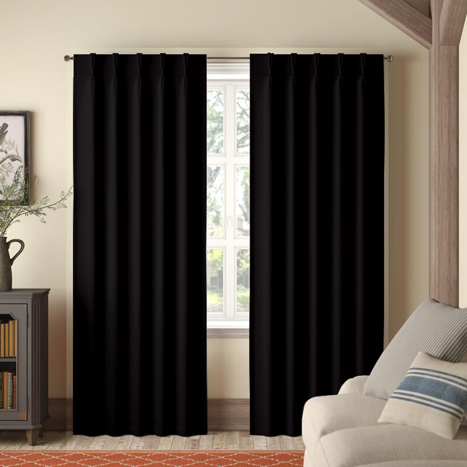 Magic Drapes – Cortina de ventana con doble plisado, 100% poliéster, para la decoración del hogar 2 paneles tipo blackout con aislamiento térmico.