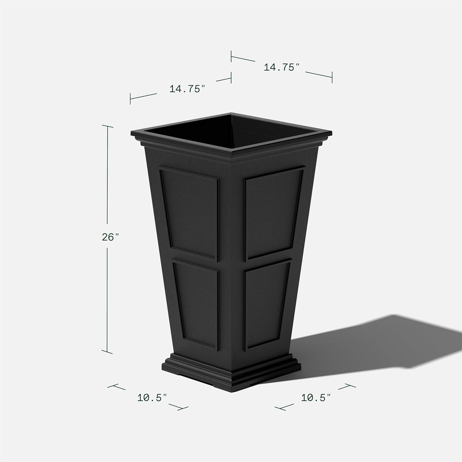 Veradek Fairmont – Maceta alta de plástico para exteriores para porche delantero, resistente a grietas, uso en todo tipo de clima, diseño clásico