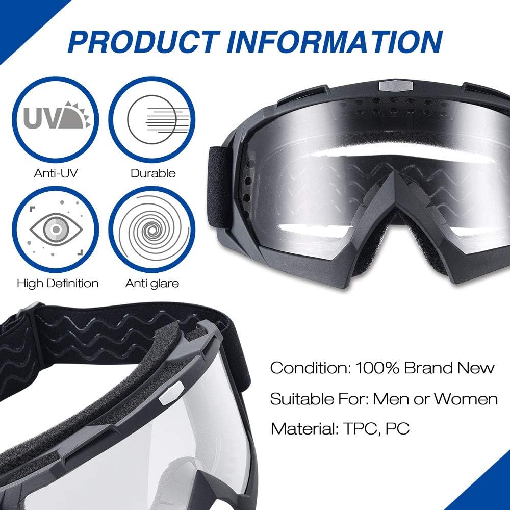AHR Gafas de motocross antirayos UV, resistentes a los arañazos, para ciclismo, equitación y escalada
