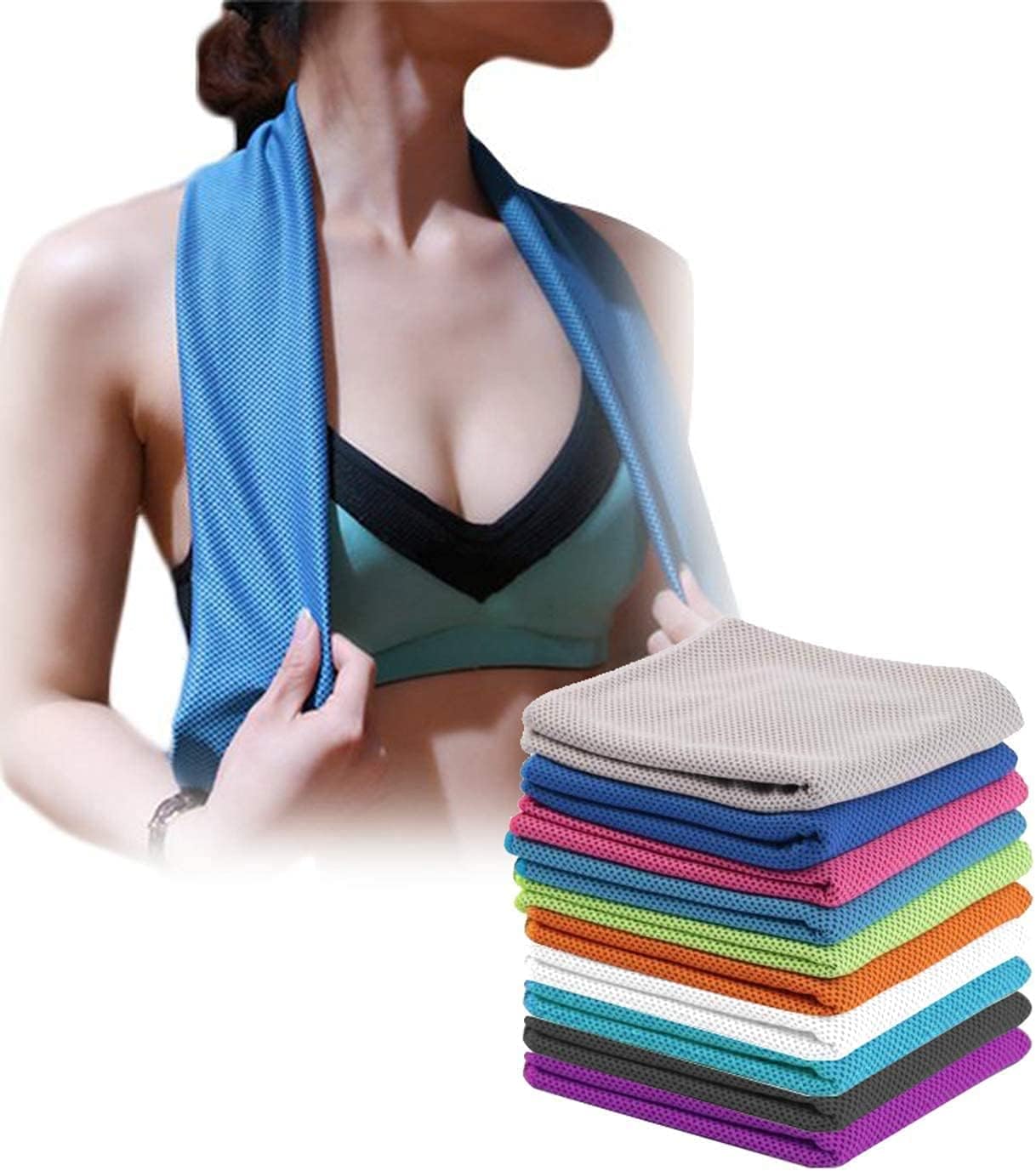 Paquete de 4toallas de enfriamiento (40x12pulgadas), toallas de microfibra, suaves, transpirables y frescas, para mantenerse fresco al hacer yoga,