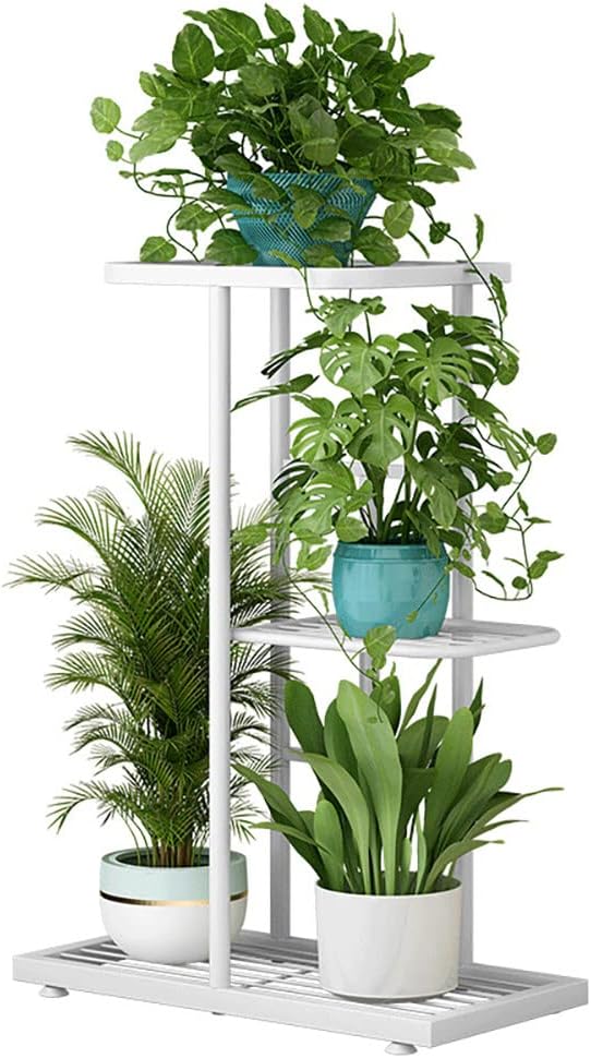 Soporte de metal para plantas de 3 niveles para plantas de interior y exterior, soporte alto para macetas de flores, estante para plantas, estante