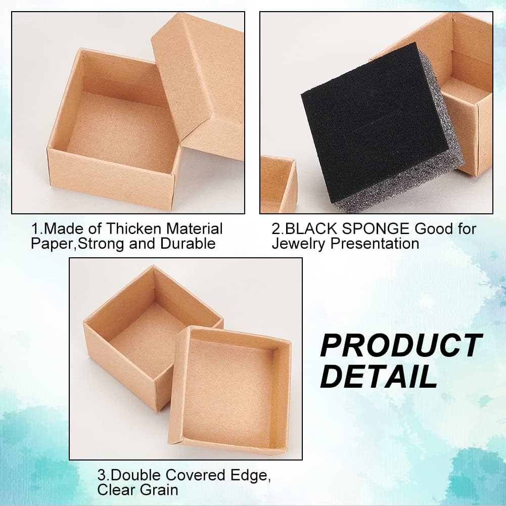 BENECREAT Paquete de 24 cajas pequeñas de cartón para pendientes de 1.88 x 1.8 x 1.33 pulgadas, cajas de regalo cuadradas de cartón para Navidad,