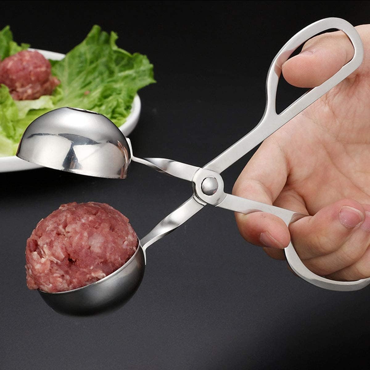 4 piezas de albóndigas para hacer carne, cuchara baller de acero inoxidable, herramienta para hacer albóndigas antiadherentes, cuchara para