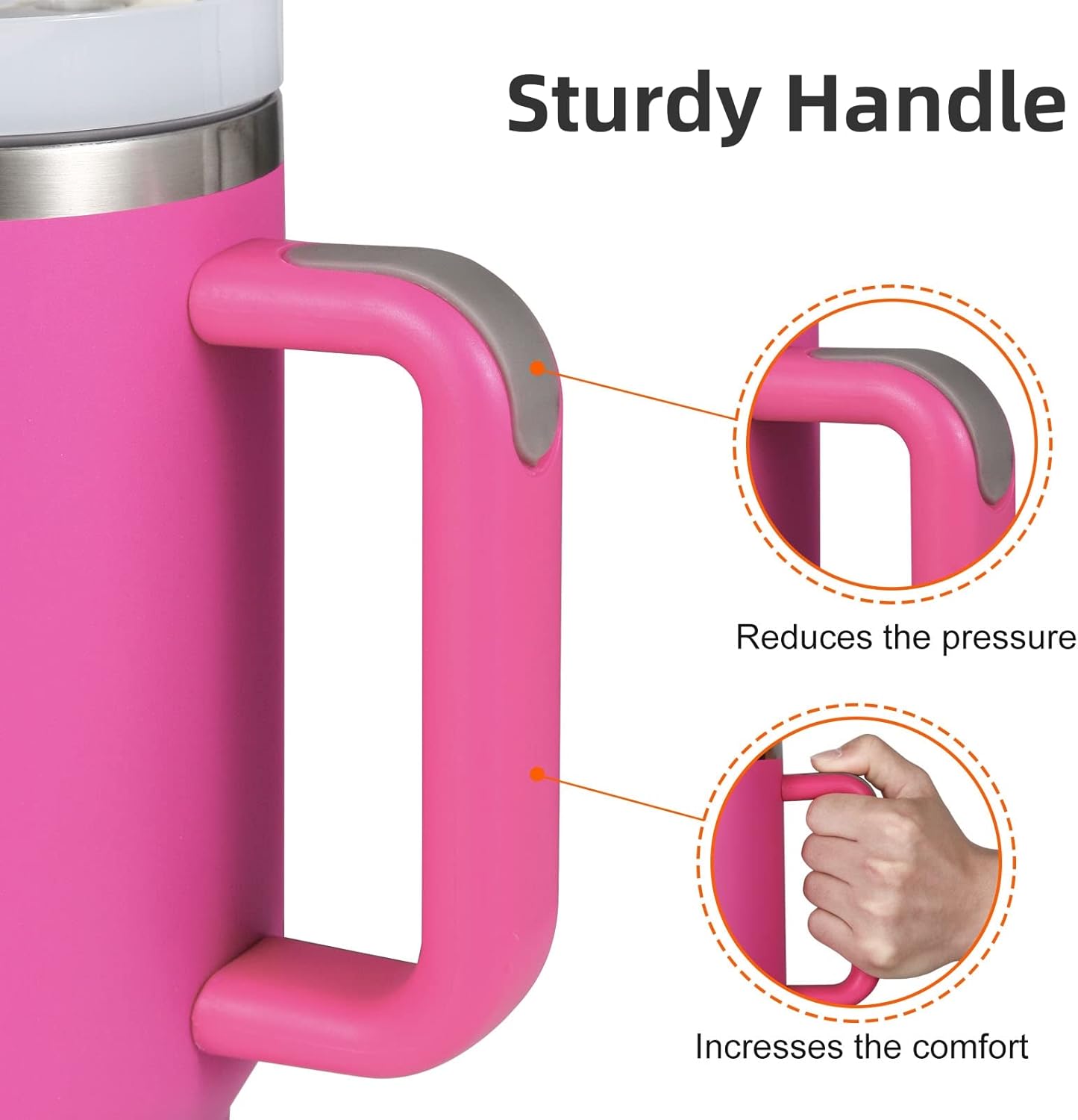 Vaso de 40 onzas con asa, taza aislada con popote y tapa, acero inoxidable al vacío de doble pared