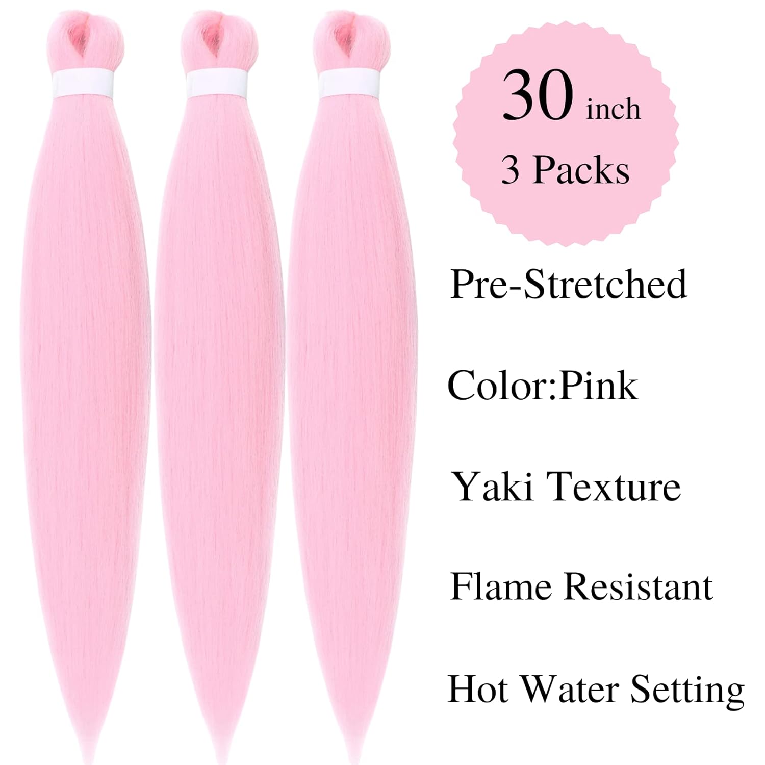 Gozill Cabello trenzado rosa preestirado caja trenzas Kanekalon pelo humano 30 pulgadas