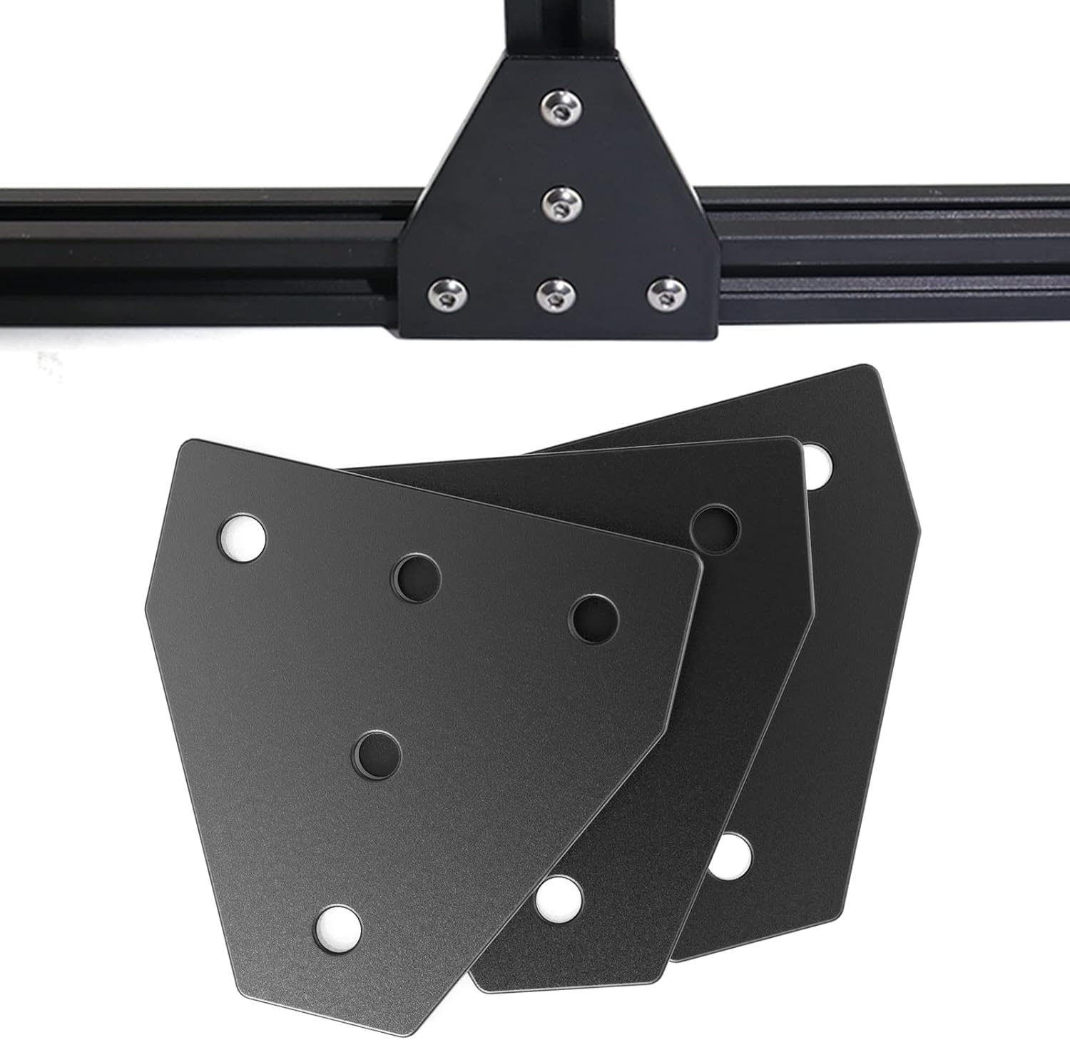 Juego de 4 placas de conector de extrusión de aluminio 3030 con ranura en T, conector de perfil de aluminio en forma de T negro, placa de unión