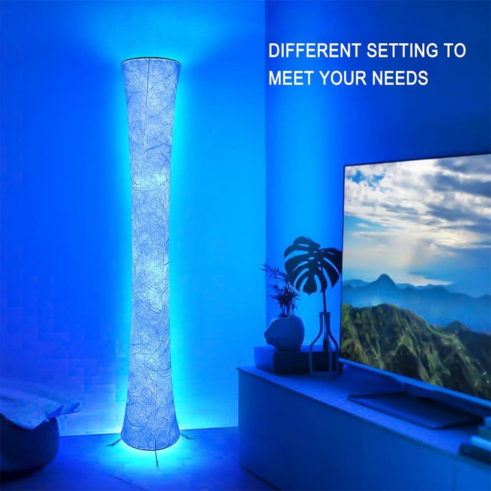 Lámpara de pie, lámpara inteligente LED que cambia de color RGB, sincronización de música, control remoto por aplicación, lámpara de pie de 62