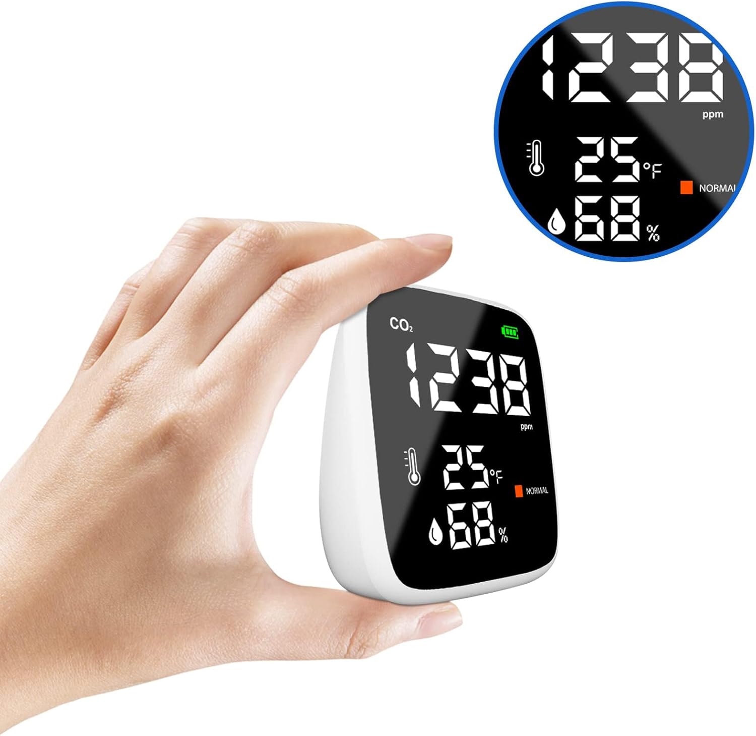 Detector de dióxido de carbono de CO2, monitor de calidad del aire interior, monitor de CO2 portátil 4 en 1, probador de dióxido de carbono,