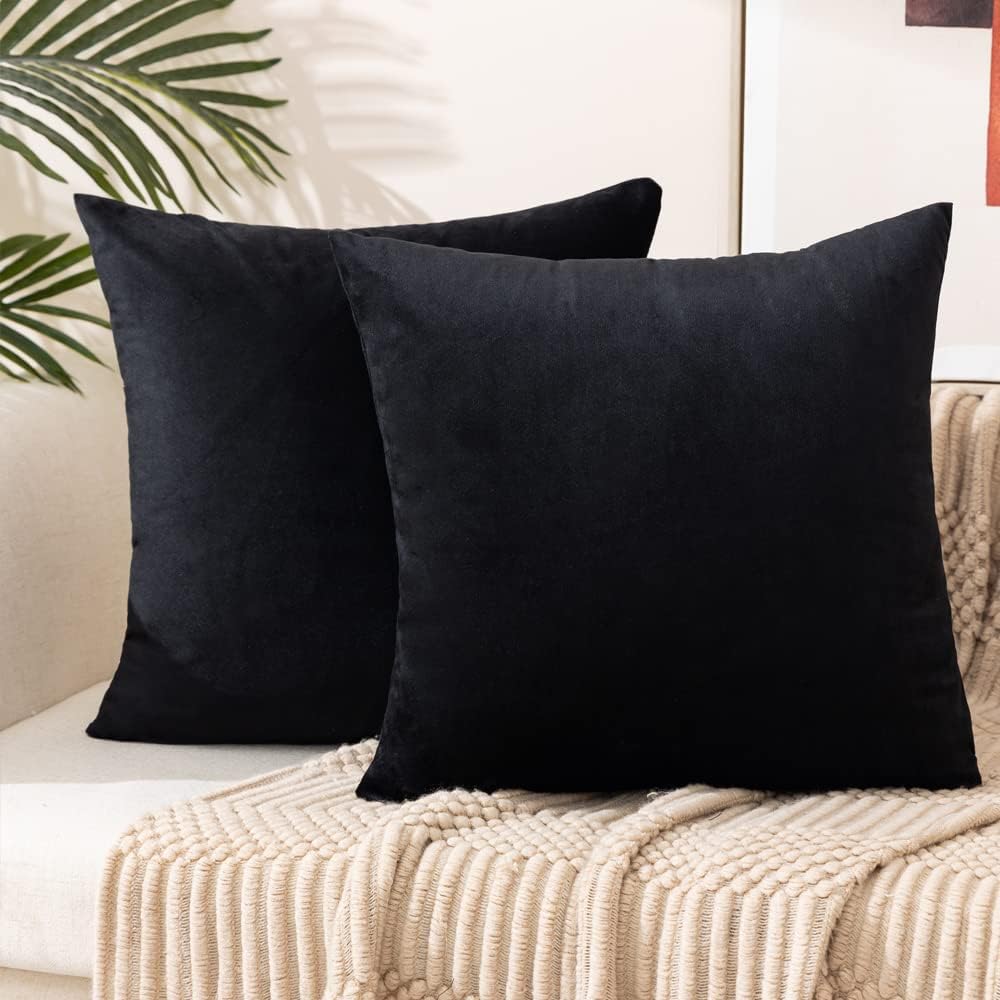 Paquete de 4 fundas de almohada de terciopelo, fundas de almohada suaves de 18 x 18 pulgadas, almohadas para decoración del hogar (22 x 22 pulgadas,