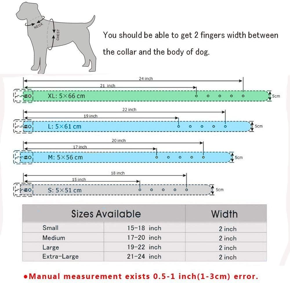 haoyueer Sharp – Collar de perro con tachuelas y tachuelas de 2 pulgadas de ancho, elegantes collares de cuero para perros medianos y grandes,