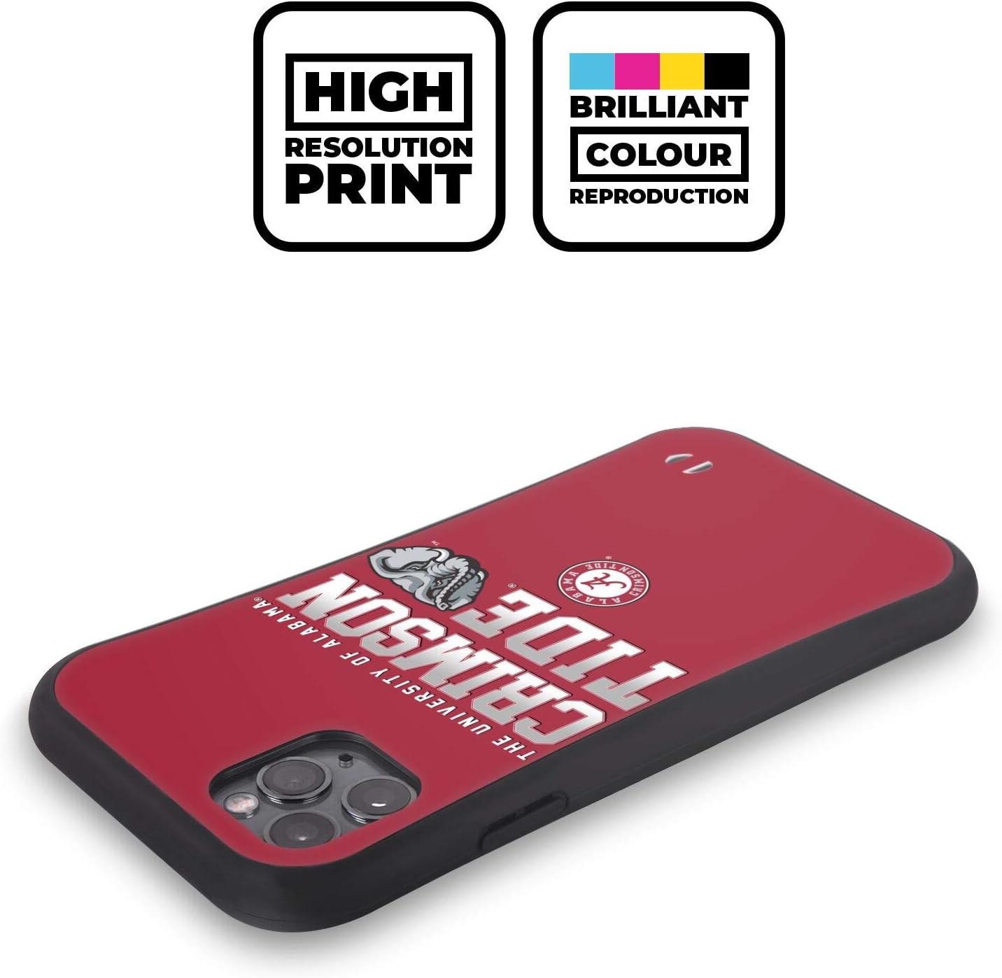 Head Case Designs Funda híbrida UA Crimson Tide con licencia oficial de la Universidad de Alabama compatible con Apple iPhone 15 Pro Max