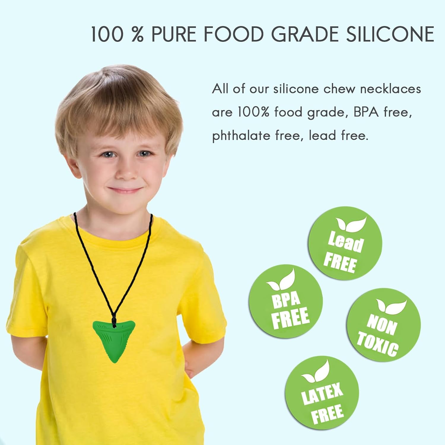 Collares masticables para niños sensoriales, paquete de 6 collares masticables para niños o niñas con TDAH o necesidades especiales, juguetes