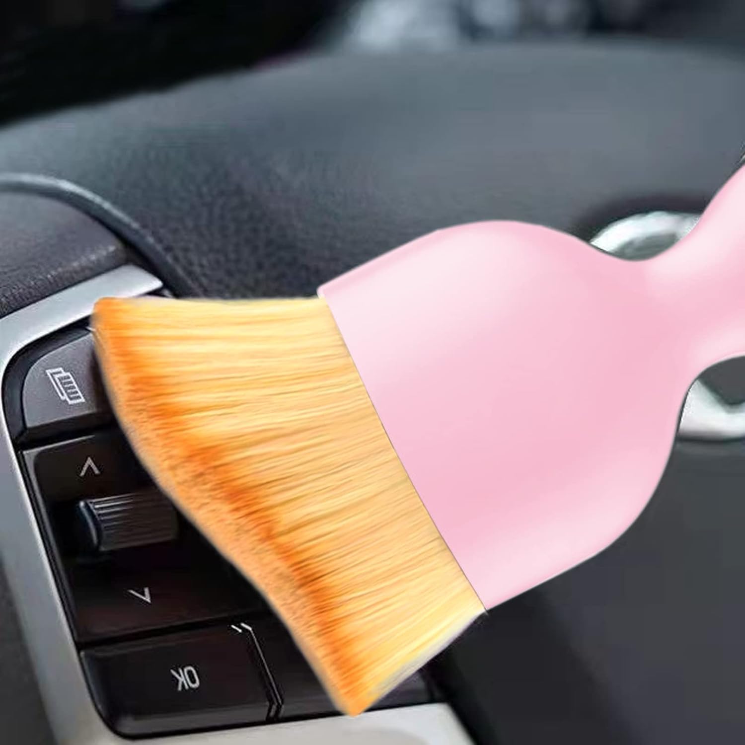 Ajxn 1 cepillo de polvo para interior de automóvil, cepillo de nano fibra para detalles de hendiduras, cepillo de belleza para automóvil, cepillo