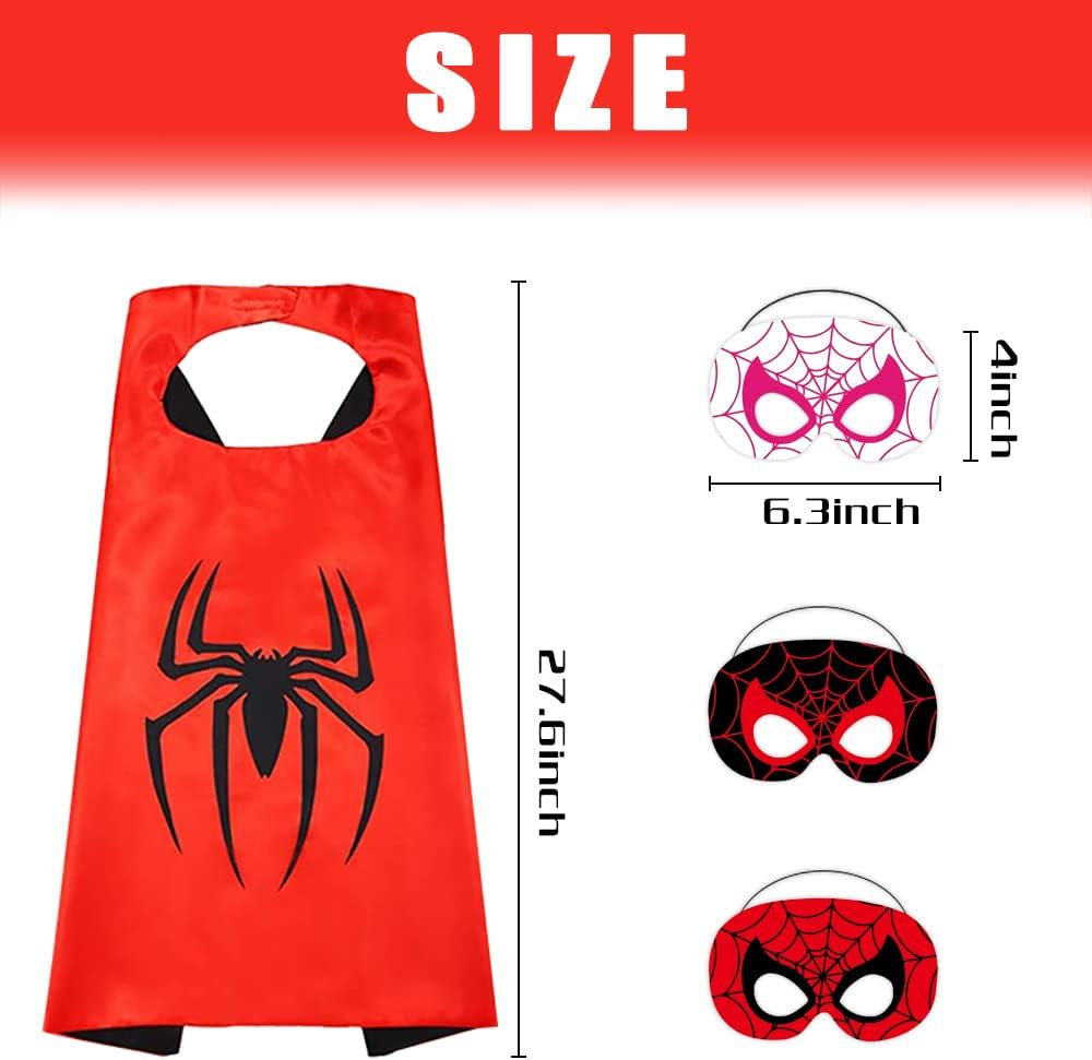 QICI Spidey His Amazing Friends Capa y máscara para niños de 3 a 10 años, regalos para niños y niñas, Navidad, Halloween, cosplay, suministros de