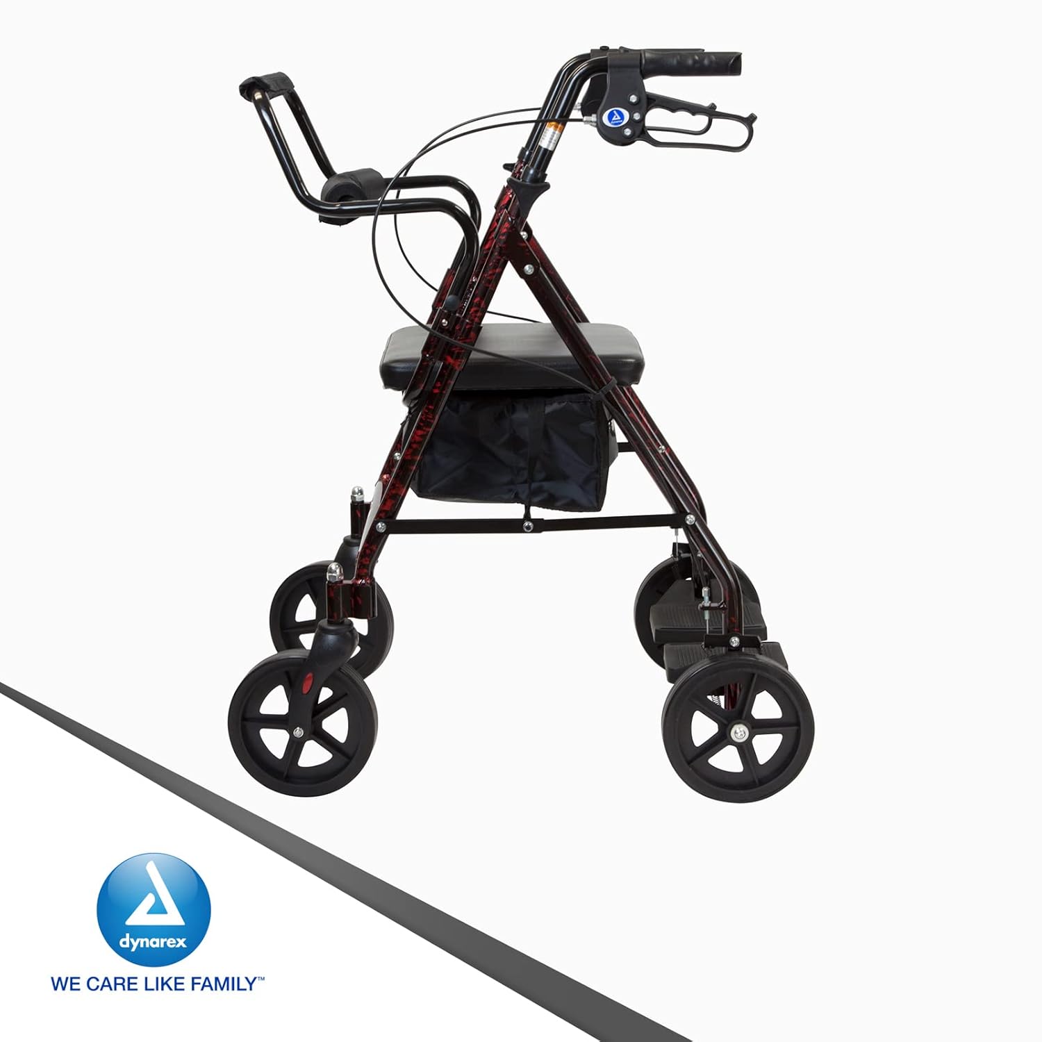 Dynarex DynaGo Duo Transport 4 ruedas – Andador con ruedas de pie y silla de ruedas de transporte sentada – Reposapiés plegables, capacidad de peso
