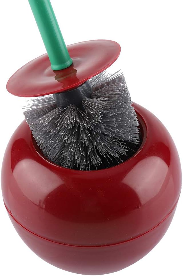 Juego de portaescobillas de inodoro, cepillo Toliet con soporte de pie Cereza – Herramienta de baño de inodoro en forma de lavabo (rojo)