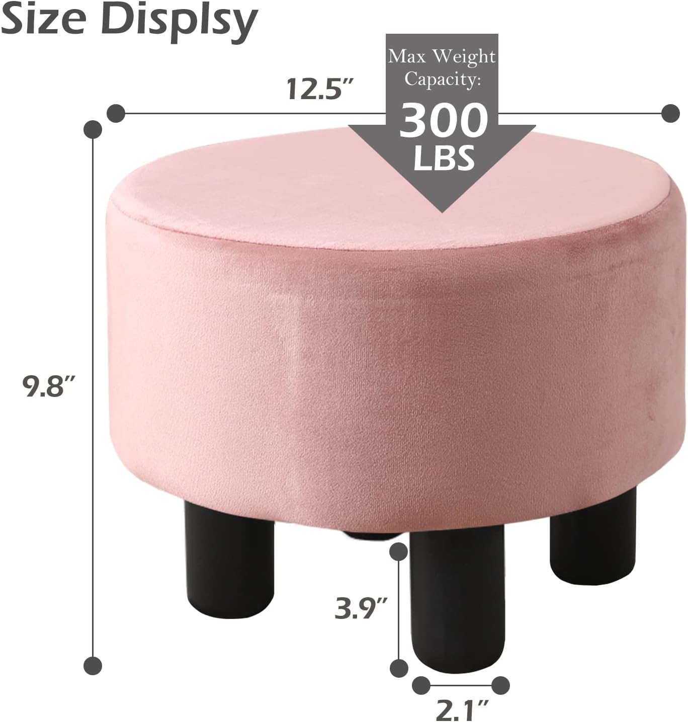 Cpintltr Taburete redondo otomano de terciopelo para sofá, escritorio, taburete suave acolchado con patas de pino antideslizantes, muebles de varios