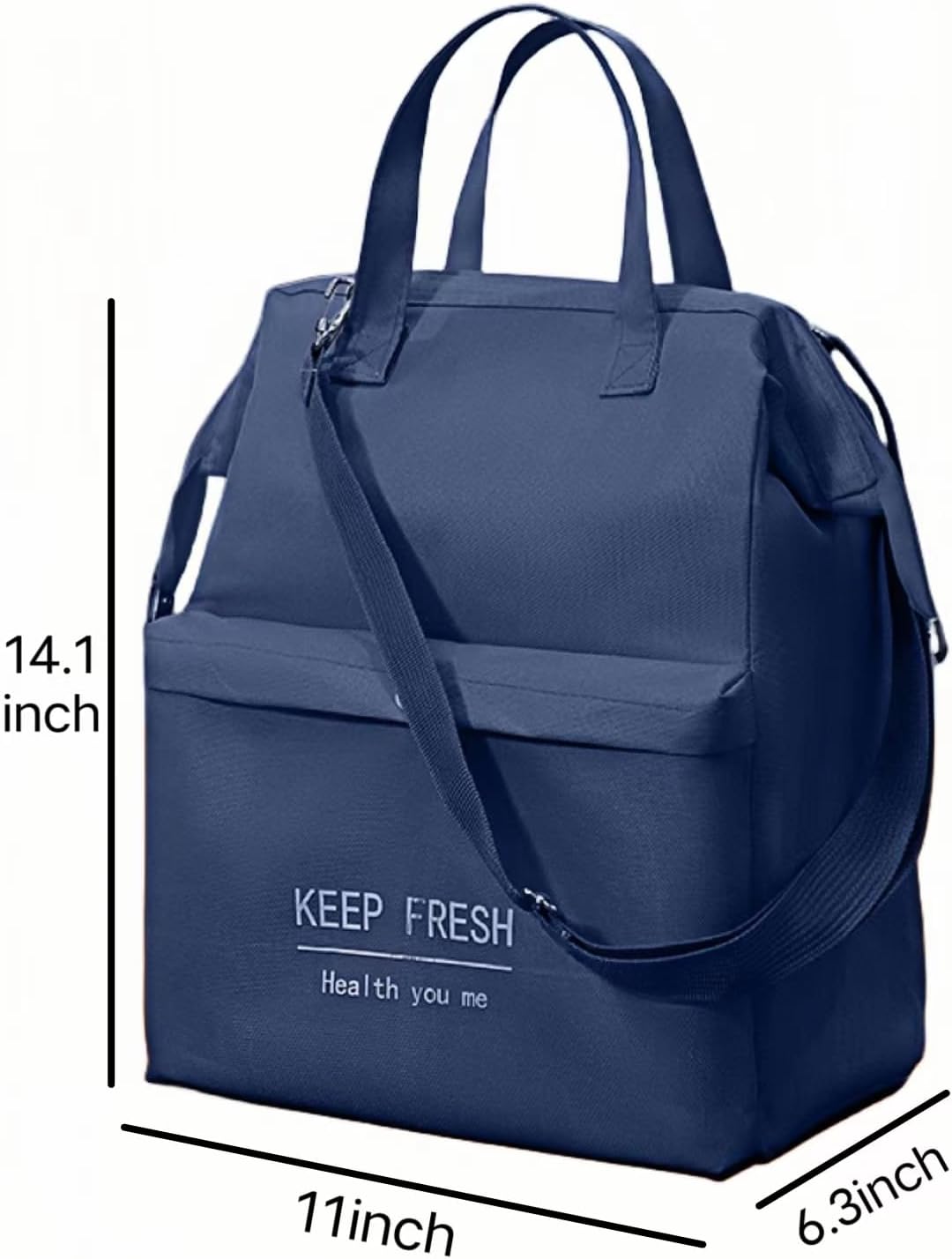 Lonchera aislada, 11 x 6.3 x 14.1 pulgadas, bolsa térmica Bento portátil, lonchera azul portátil, lonchera para mujeres, bolsa de almuerzo para