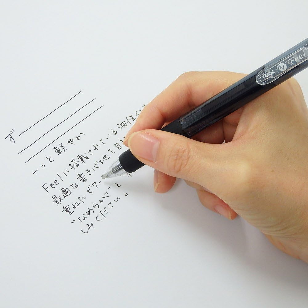 Pentel Bolígrafo permanente Feel 0.7 XBXB117A10, color negro transparente, paquete de 10 unidades