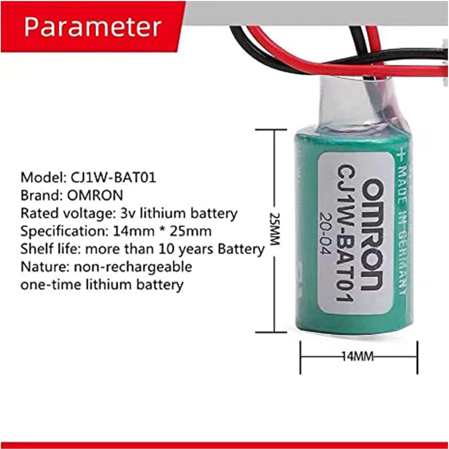 WELLVEUSPaquete de 25 unidadesCJ1W-BAT01 3V 1000mAh Batería para CJ1M CJ1G CJ2M CJ2G CP1E CP1L CP1H COMP-311 Controlador PLC con enchufe