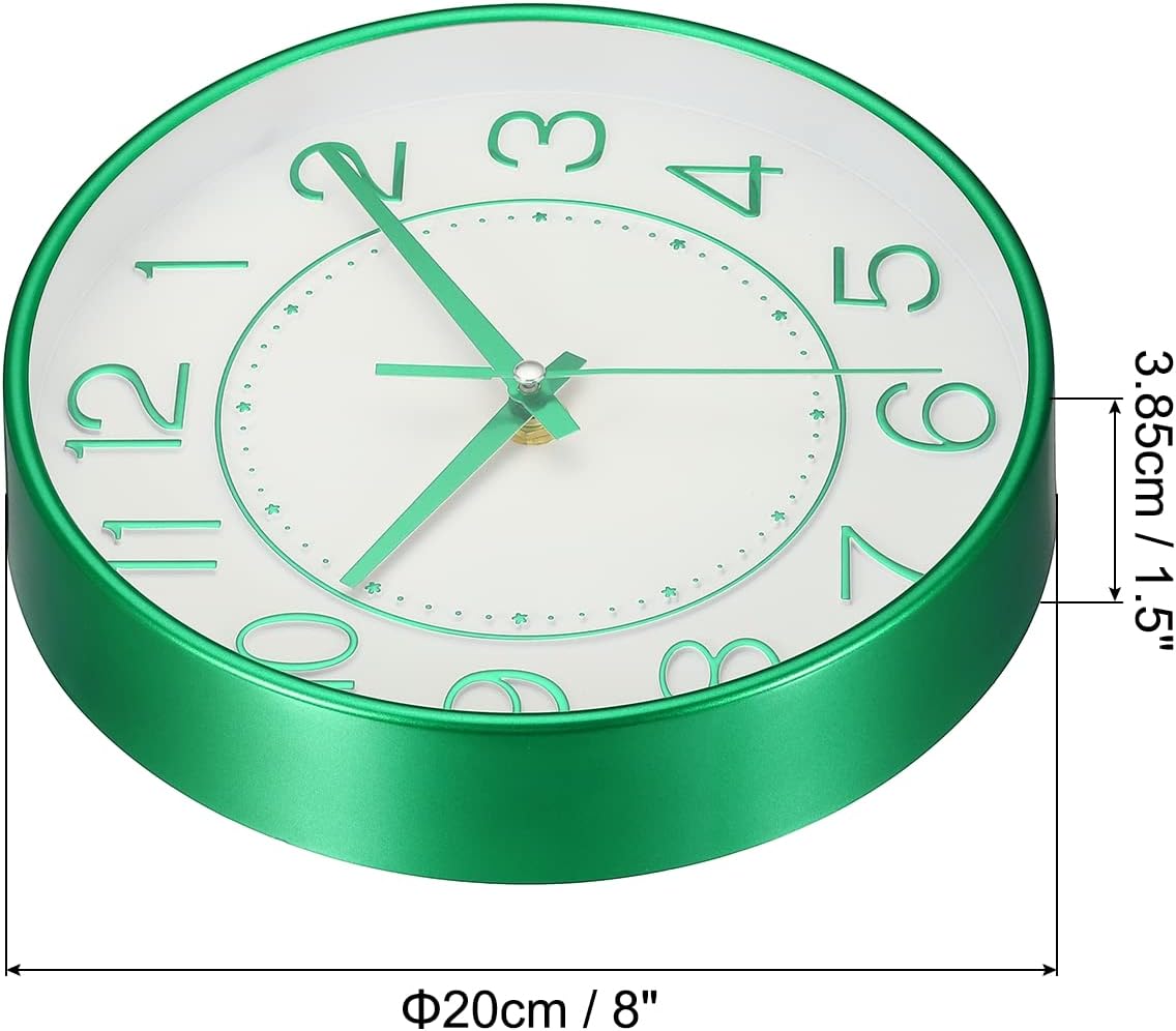 PATIKIL Reloj de pared de 8 pulgadas, funciona con pilas, silencioso y moderno reloj de pared redondo sin tictac para decoración de cocina, oficina,