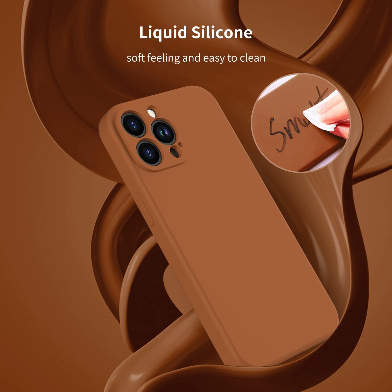 Funda para iPhone 14 Pro con protector de pantalla, protector de lente de cámara mejorado, cubierta de silicona líquida suave de cobertura completa,
