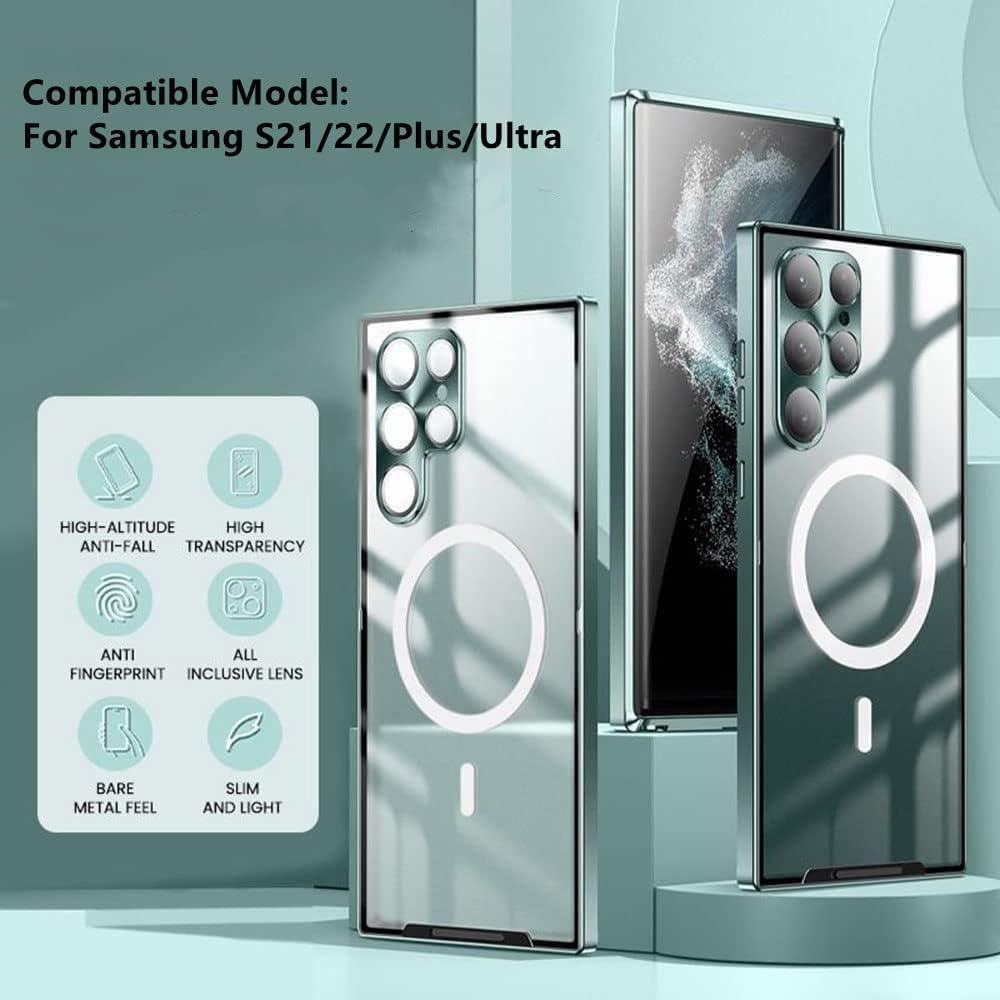Streamer – Carcasa magnética de metal ultrafina para Samsung S21S22S23 (S22U x 1 unidad, plateado)