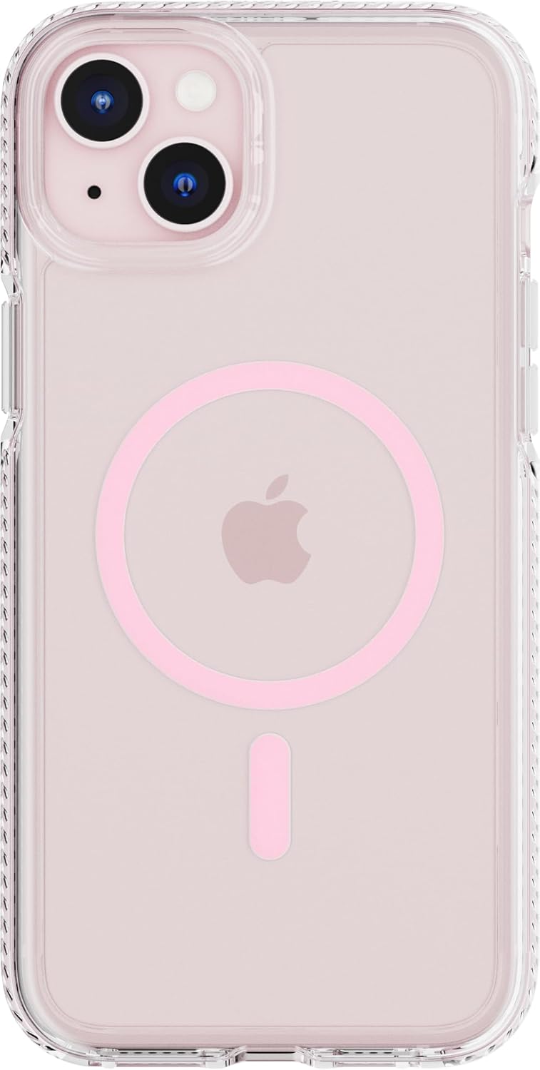 Tech21 Evo Crystal – Funda de protección contra impactos compatible con MagSafe para iPhone 15 Plus, color rosa