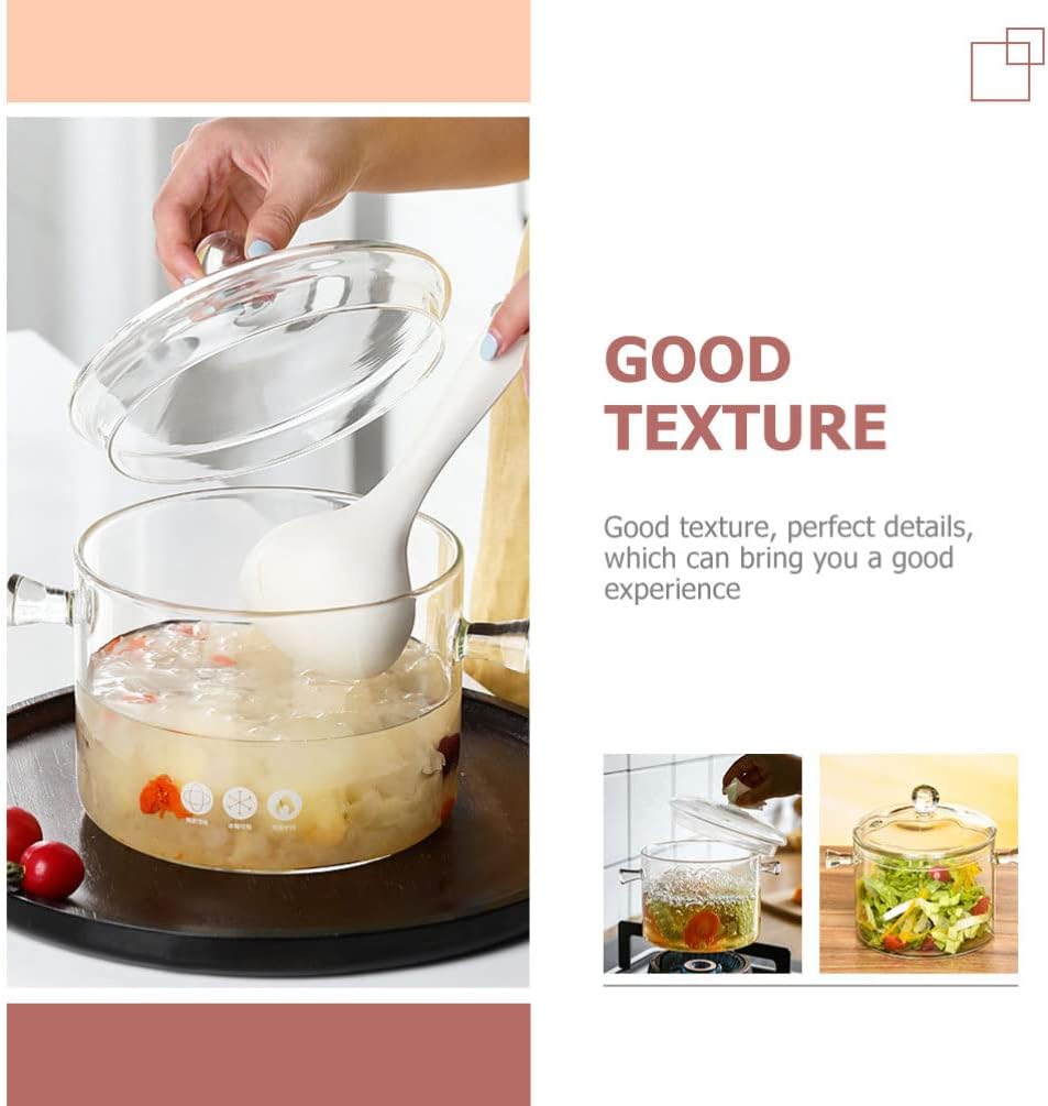 GANAZONO Hervidor de té – Cuencos de vidrio transparente, cacerola con tapa y asa, resistente a la cocina, utensilios de cocina transparentes para