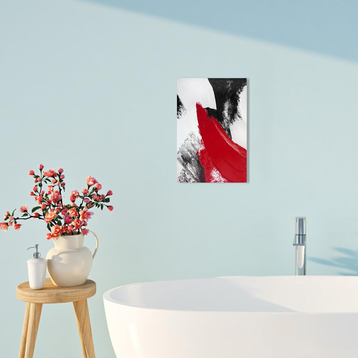 YPY Lienzo abstracto rojo para la pared moderno y minimalista en blanco y negro, póster impreso para sala de estar, dormitorio, baño, oficina,