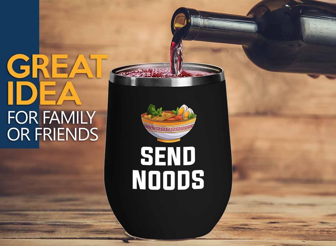 Ramen Lover Black Edition – Vaso de vino de 12 onzas – Enviar fideos – Food Lovers pollo, calabaza, despensa, fideos picantes veganos