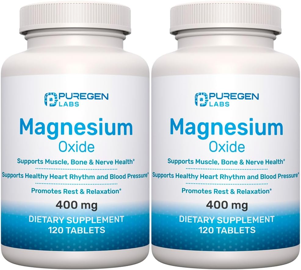 Suplemento de óxido de magnesio de 400 mg alta potencia  Paquete de 2 – Total de 240 tabletas