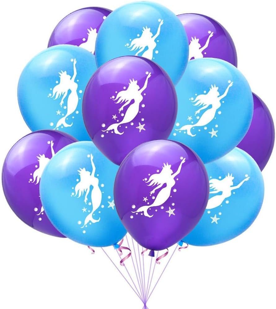 Decoraciones de cumpleaños de sirena, decoraciones de fiesta de sirena, suministros de fiesta de sirena, incluyendo globo de sirena, bandera,
