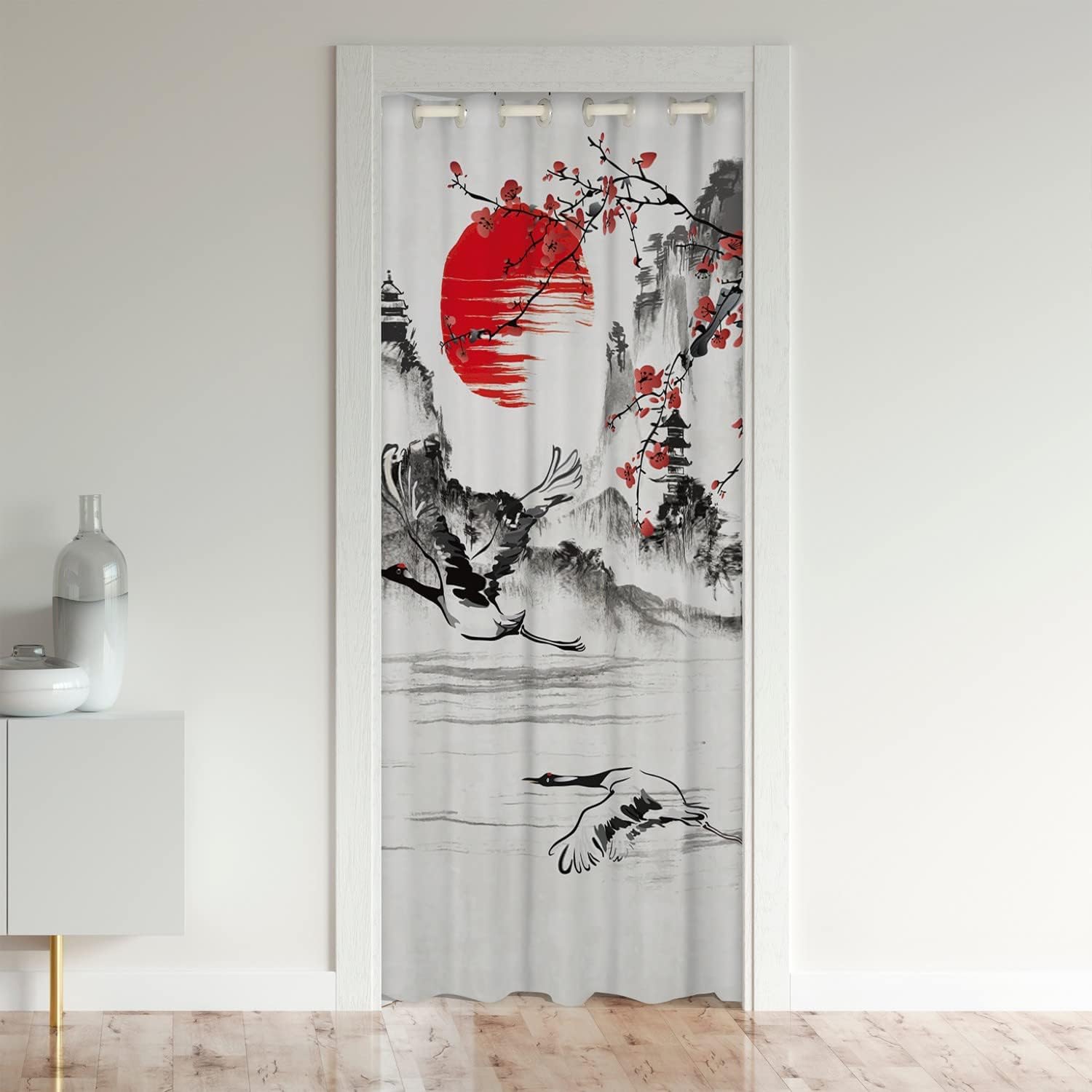 Cortina de puerta de estilo japonés para privacidad de puerta, 52 x 80 pulgadas, cortina de puerta decorativa japonesa Ukiyoe para puerta,