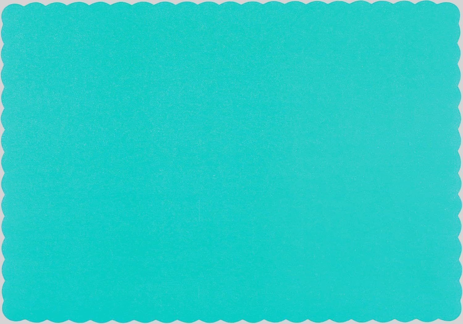 Manteles individuales de papel, desechables, borde festoneado (verde azulado, 100)