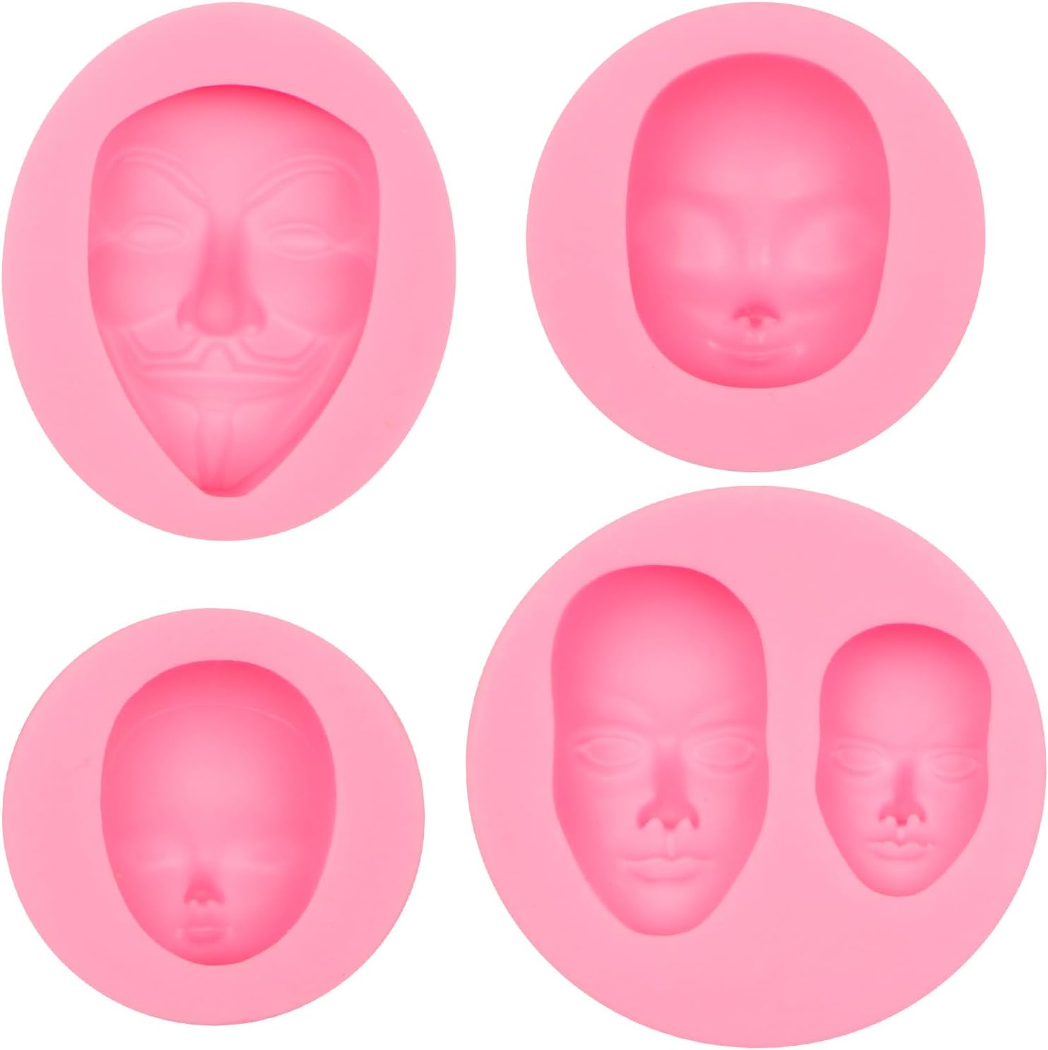 Moldes de silicona para cara humana, moldes para hornear de cara de muñeca de bebé, molde de chocolate para mascarada de Halloween, molde de