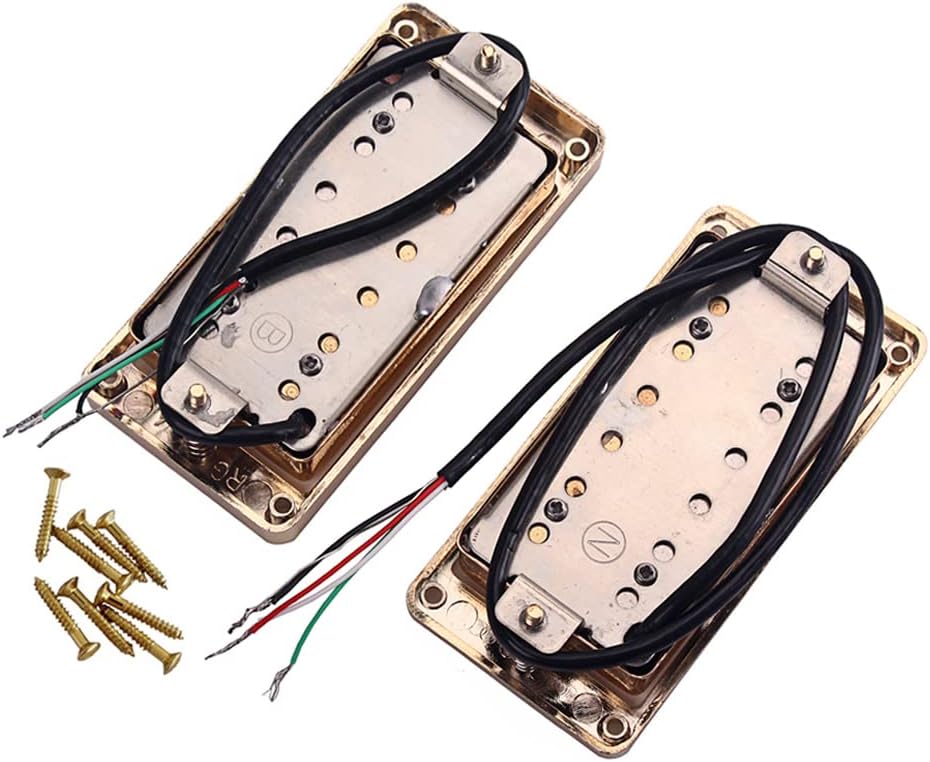 Ogdni Juego de pastillas Humbucker de guitarra, cuello de doble bobina y pastilla de puente piezas de repuesto para guitarra eléctrica LP (dorado)