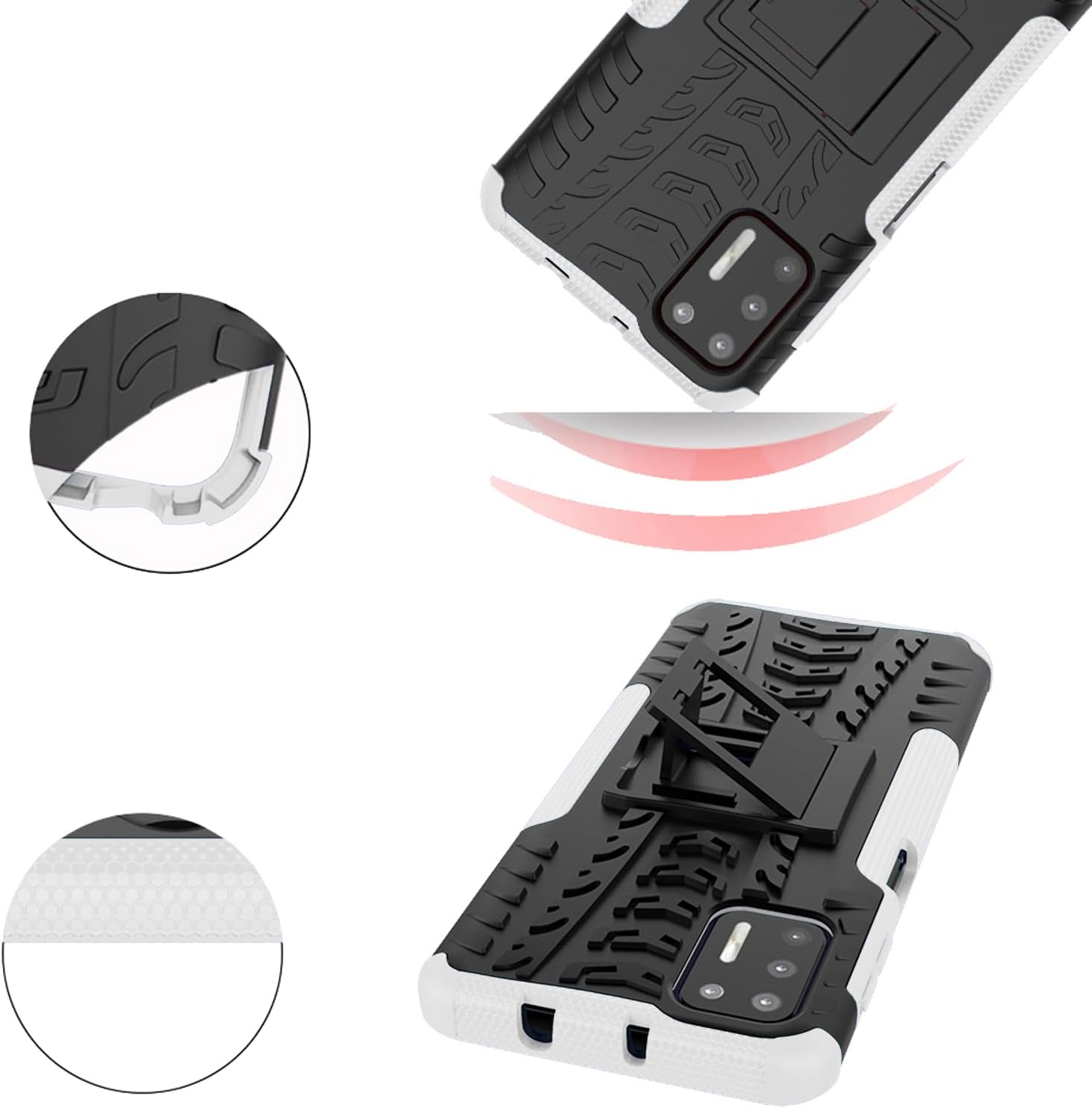 Asuwish Funda protectora híbrida para Moto G9 Plus con protector de pantalla de vidrio templado, funda protectora híbrida resistente para